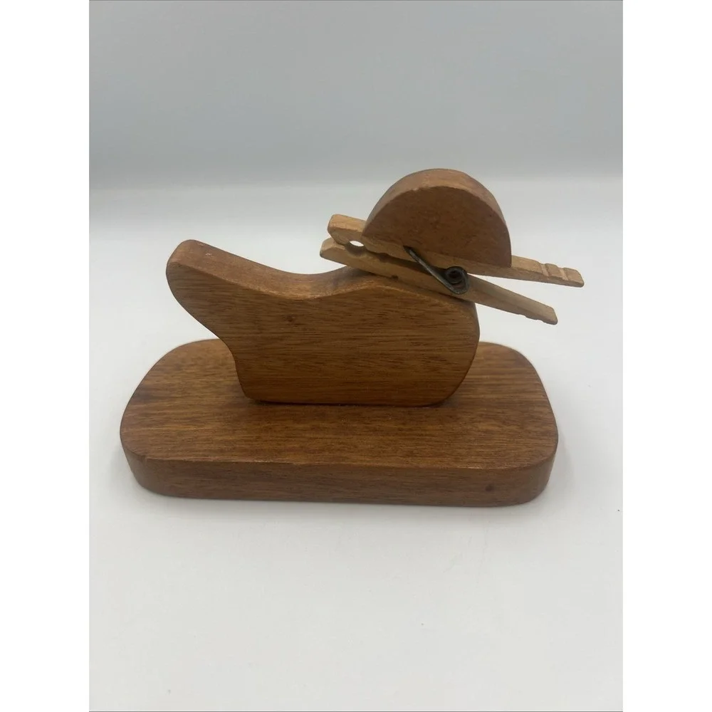 Handmade Wooden Duck Recipe Note‎ Pencil Holder Folk Art Farmhouse
